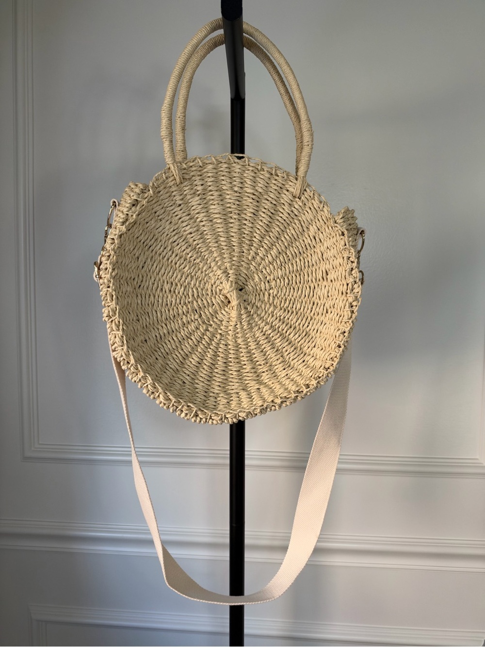 GAP Natural Round Woven Crossbody Bag